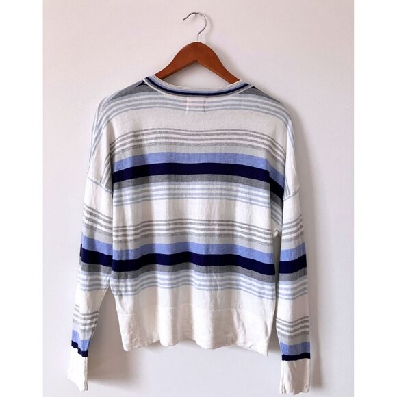 Wispr by Brodie Gradient Nautical Stripe Silkblend Sweater Blue White Size Large - Picture 3 of 6